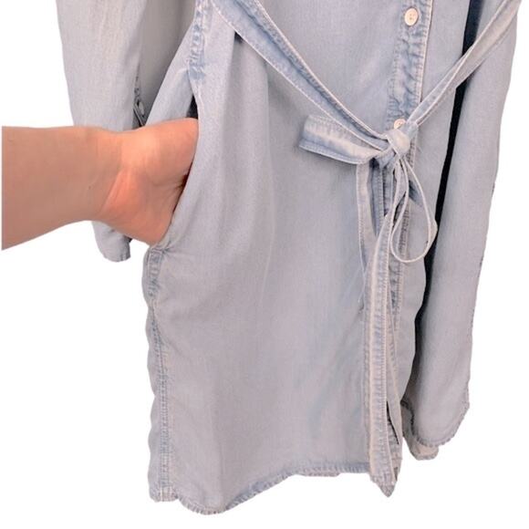 GAP Patch Pocket Shirt Dress XS Chambray Classic Retro Normcore Western Office - Picture 6 of 16